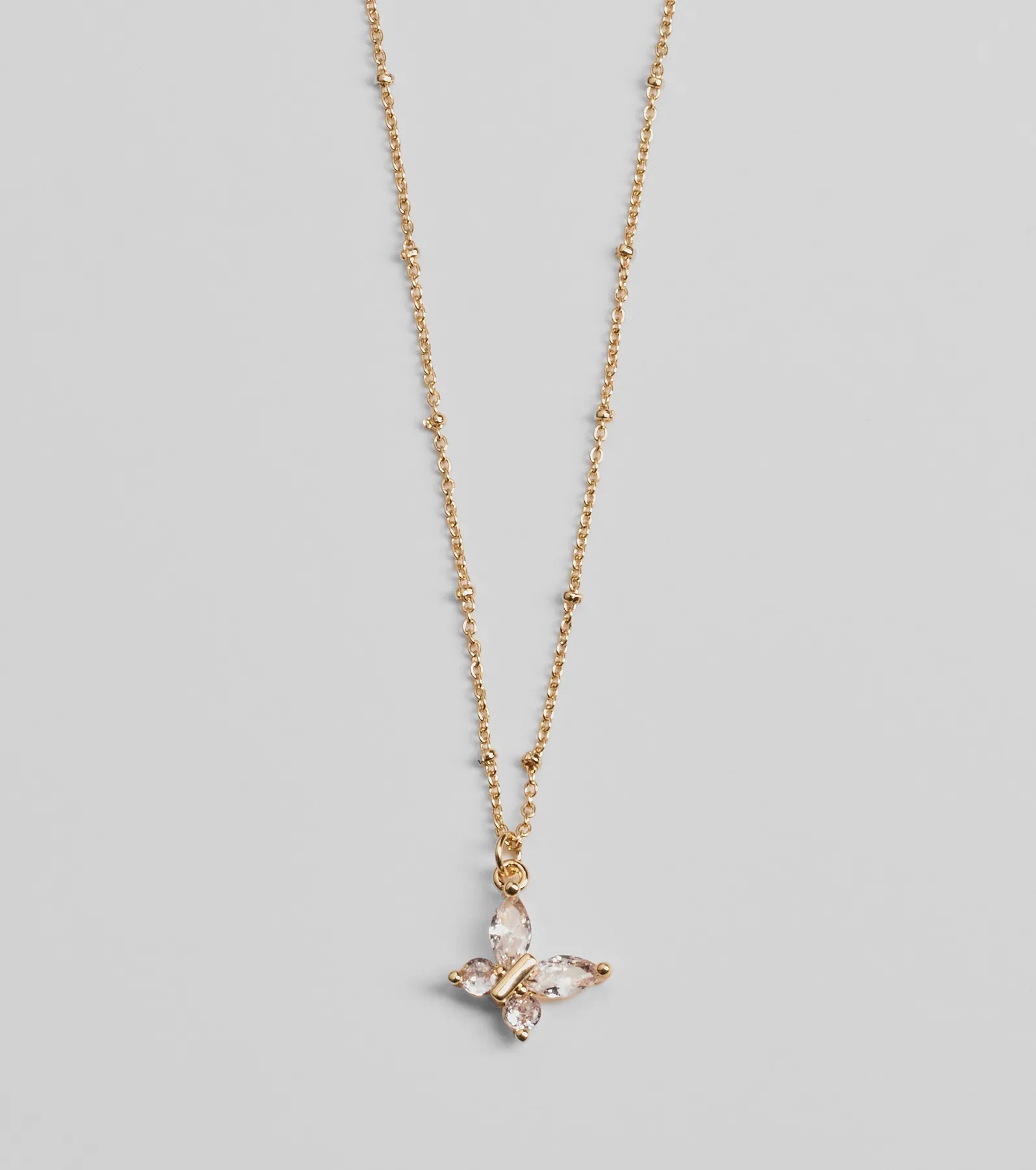 Charming Glam Cubic Zirconia Butterfly Pendant Necklace