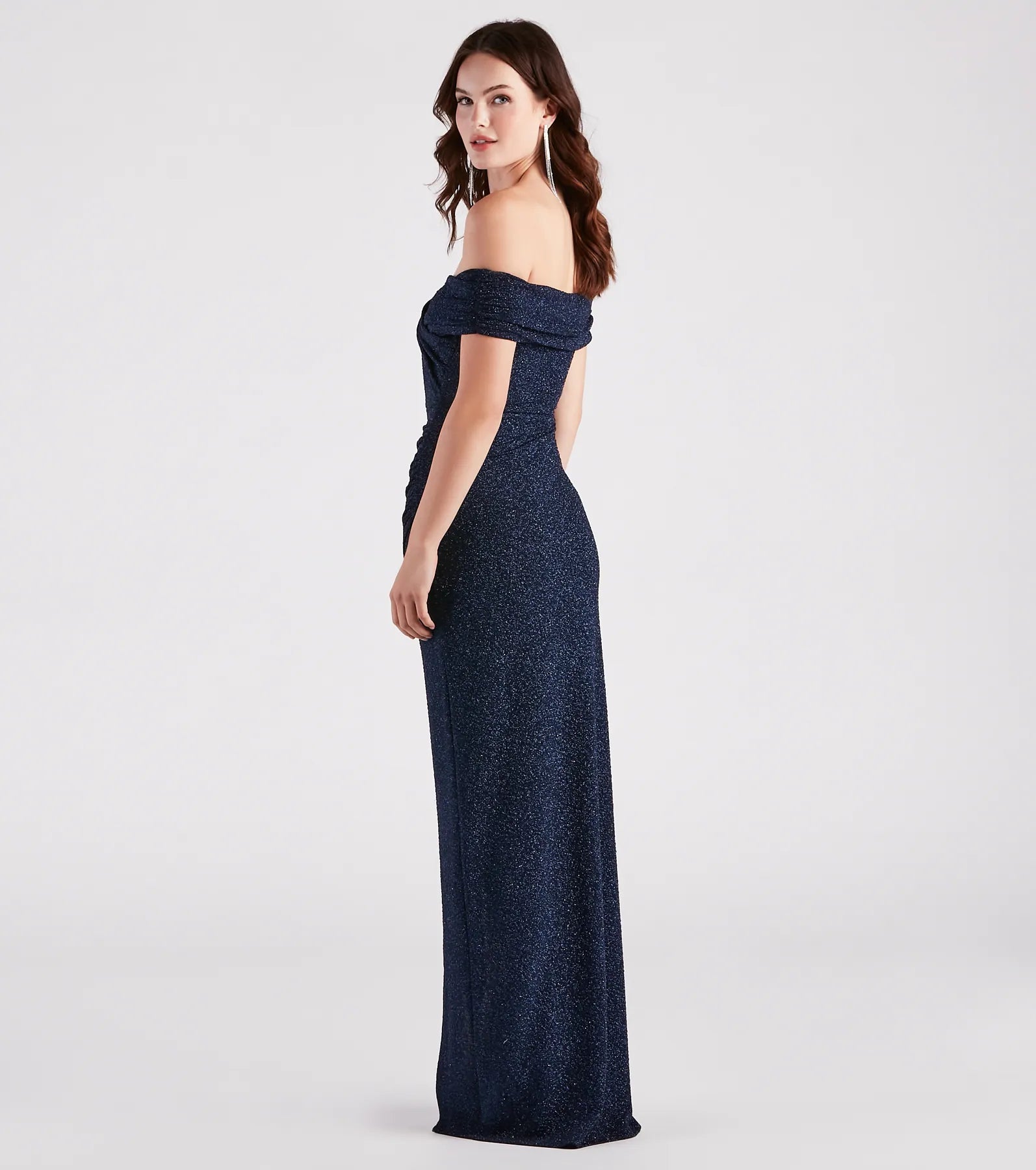 Bebe Formal Glitter Wrap Dress