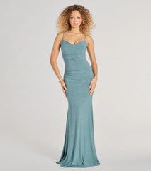 Patricia Glitter Cowl Neck Column Dress