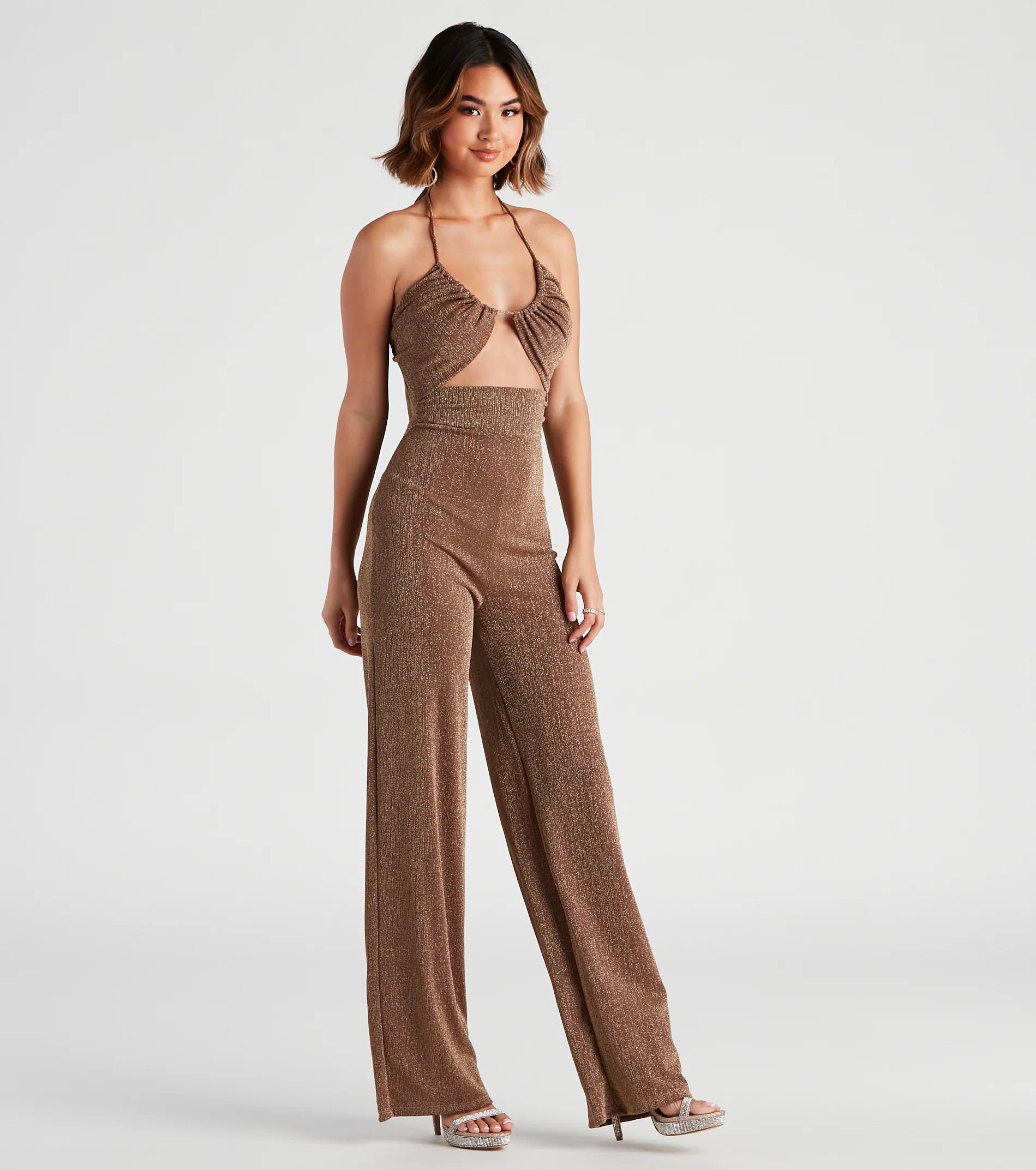 Miss Sparkle Halter Knit Jumpsuit