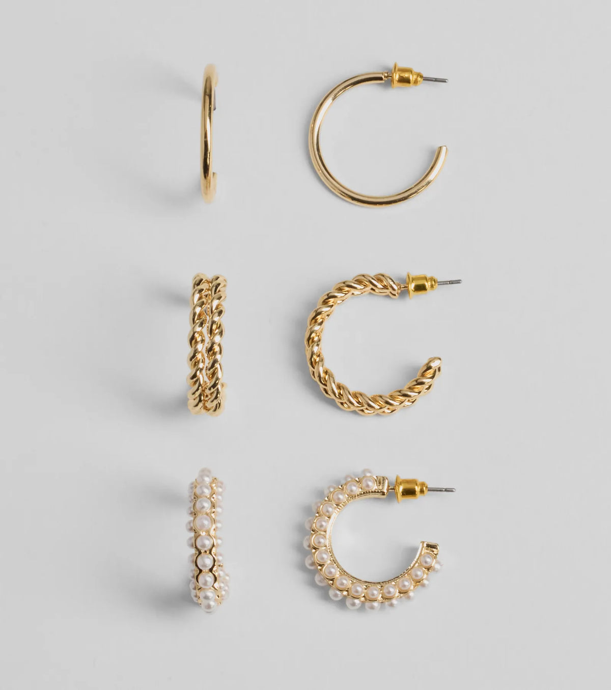 Polished Three-Pack Hoop Earrings Set