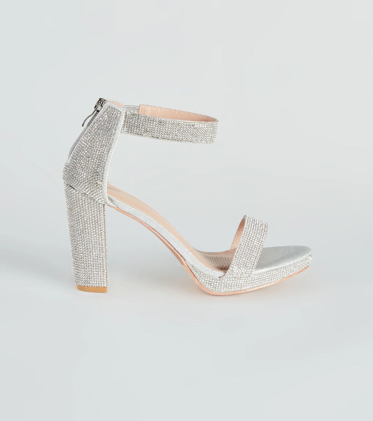 Oh My Shine Rhinestone Block Heels