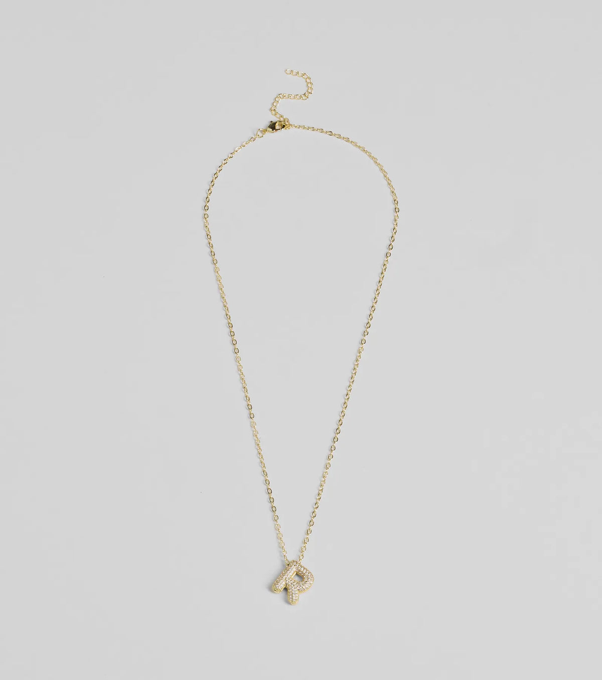 Bubble Letter Monogram Rhinestone Necklace