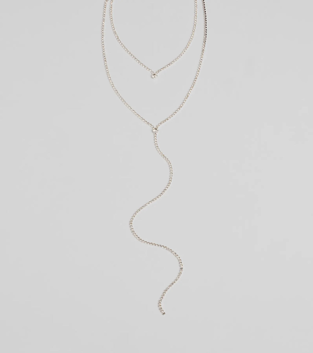 Trendy Glitz Rhinestone Layered Lariat Necklace