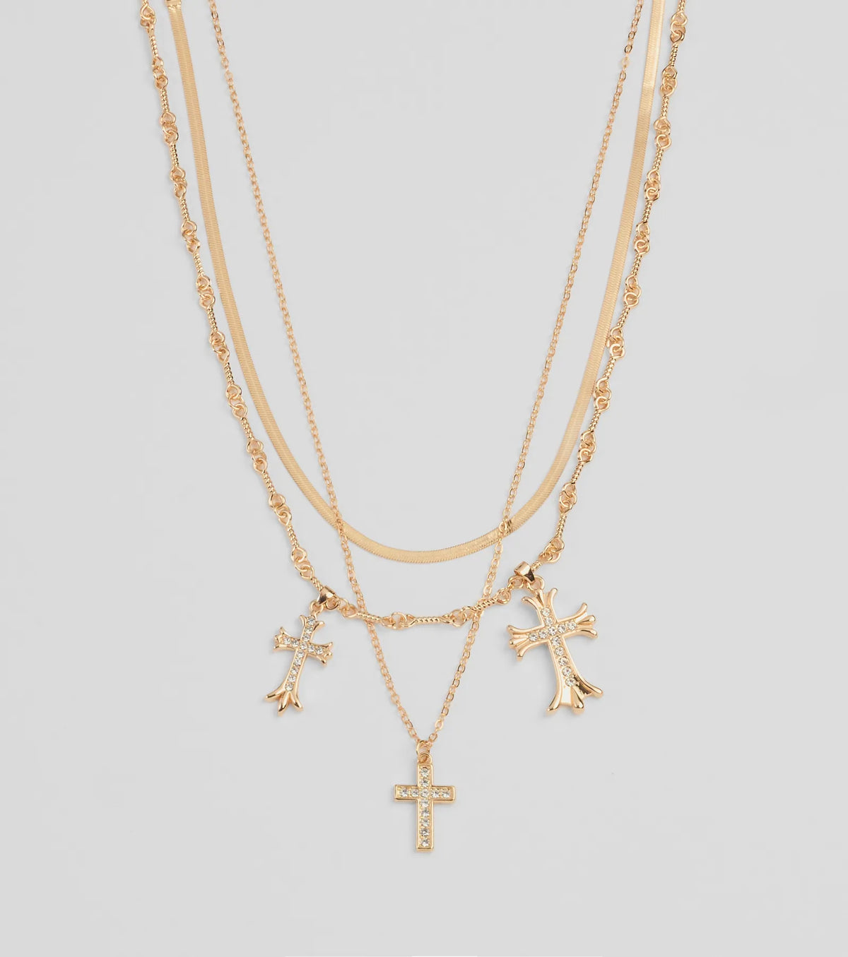 Chic Blessings Statement Cross Charm Layered Necklace