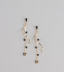 Spirals And Sparkle Butterfly Linear Earrings