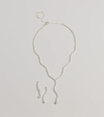 Bejeweled Bliss Cubic Zirconia Wavy Necklace Set