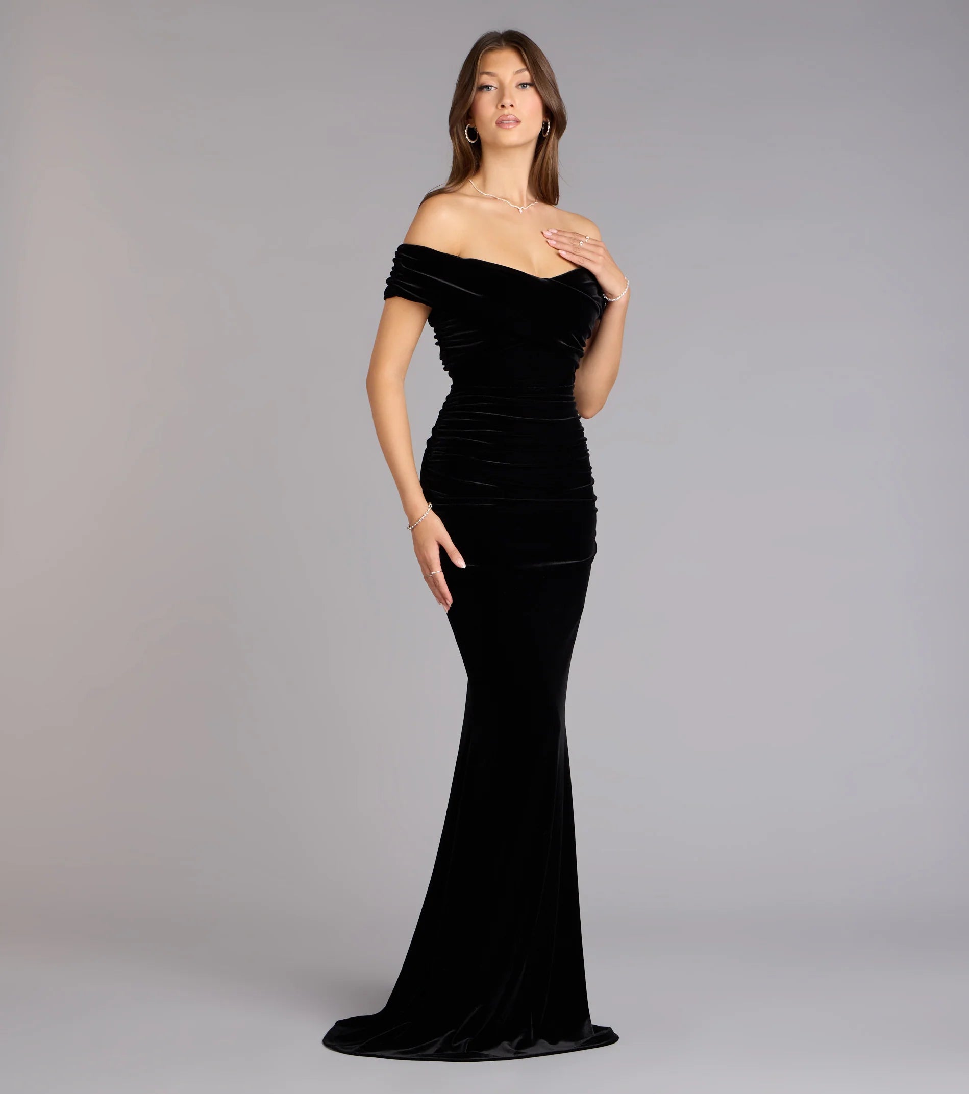 Gemma Velvet Off-The-Shoulder Mermaid Dress