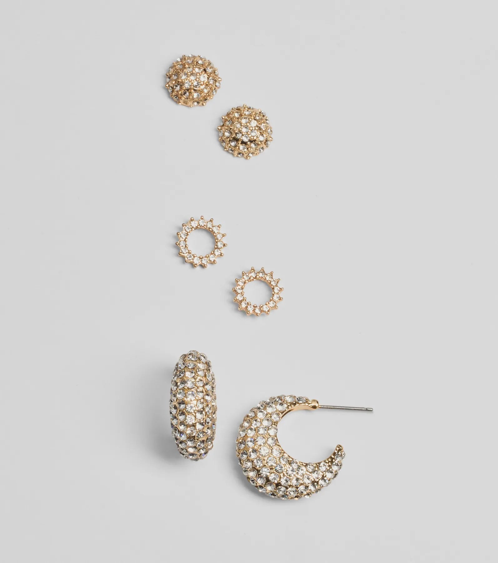 Dazzle Diva Rhinestone Three-Pack Earrings Set