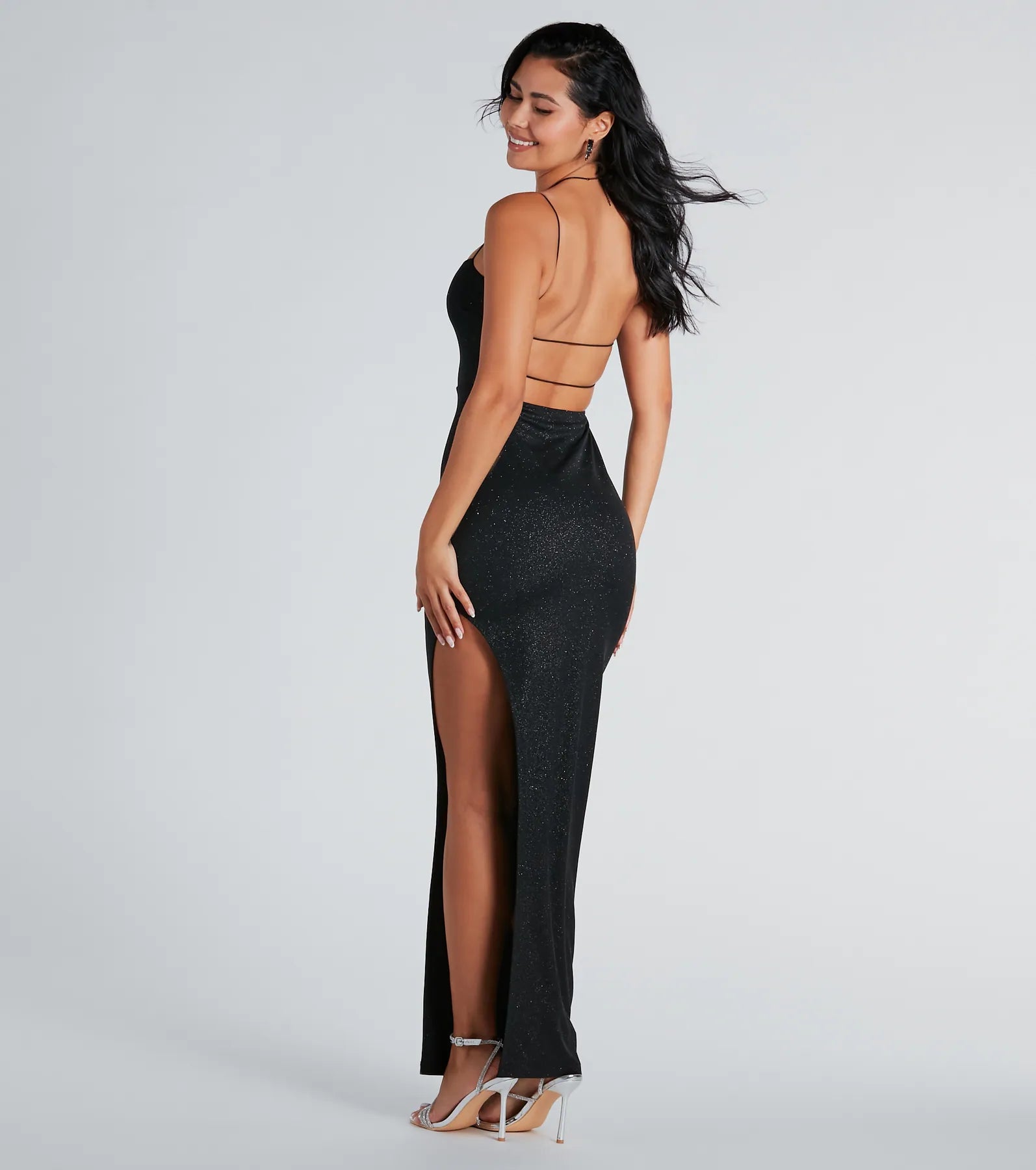Mckayla Formal Glitter Strappy Back Dress