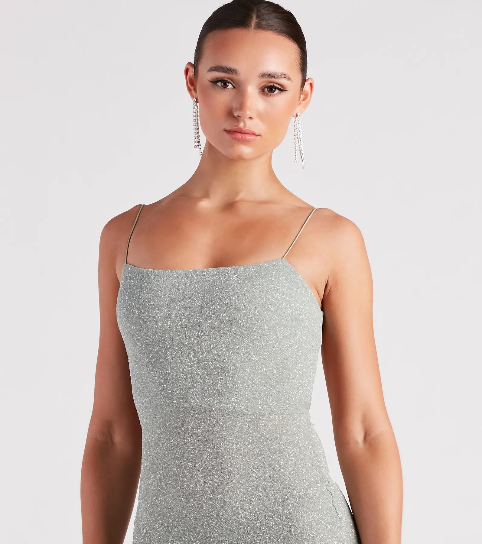 Glow Up Glitter Strappy Back Mini Dress