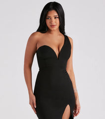 Cathy Formal Crepe Slit Midi Dress