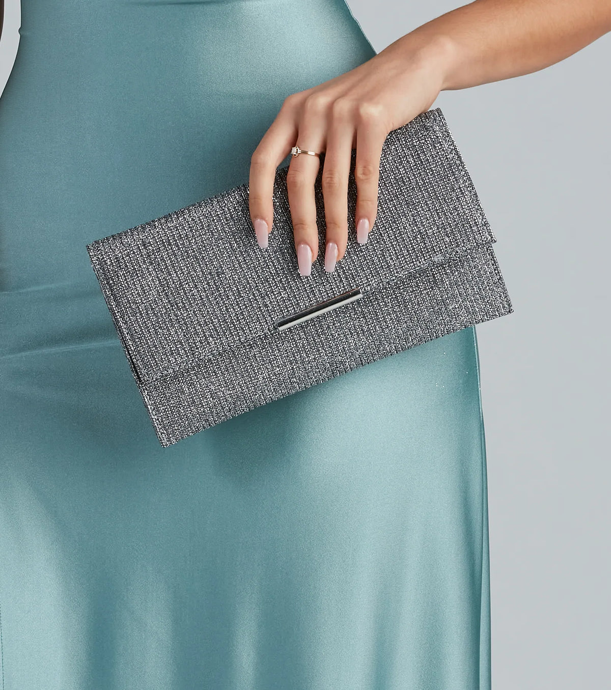 All That Shine Glitter Mesh Clutch