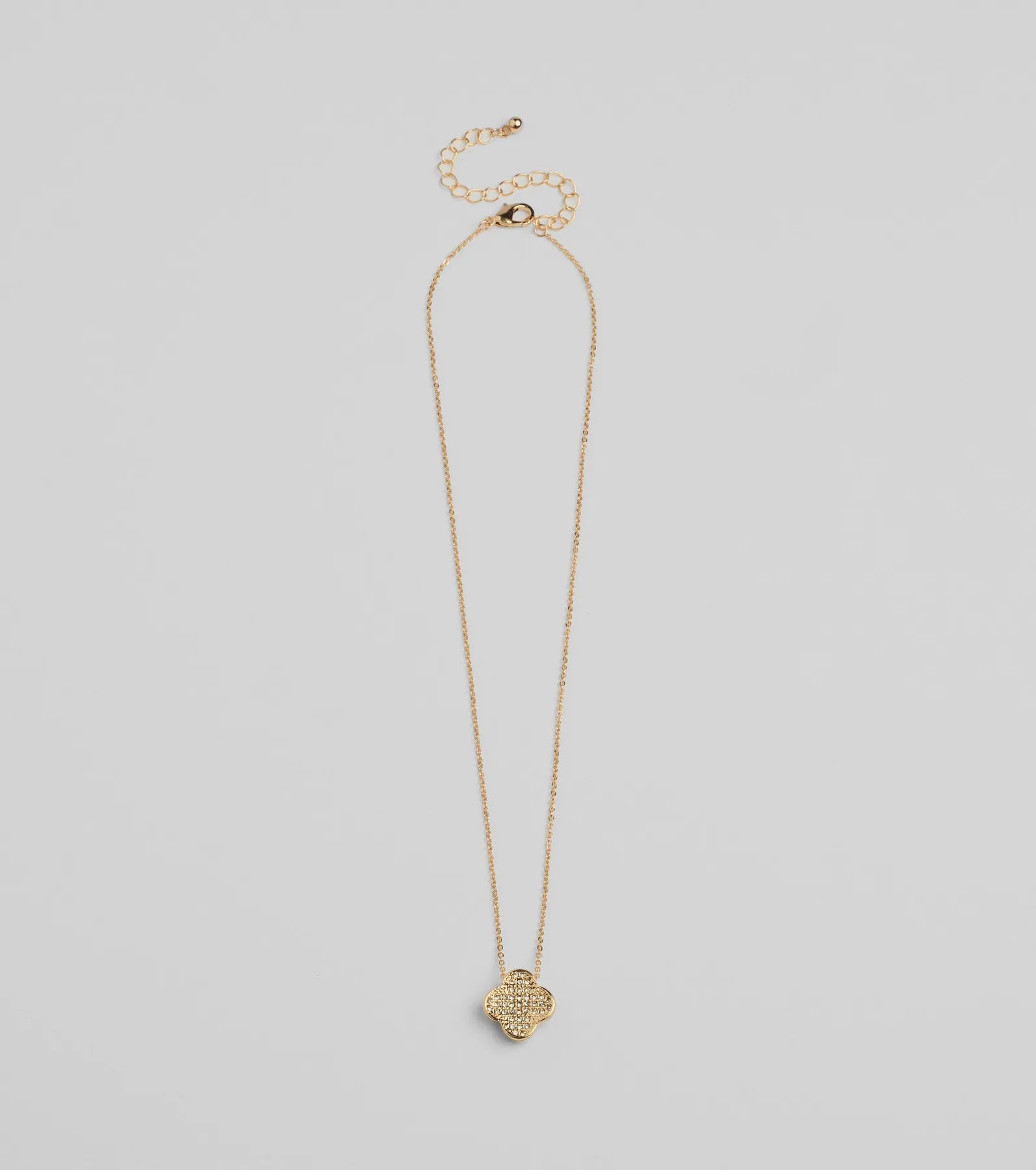 Just Your Luck Rhinestone Clover Charm Necklace