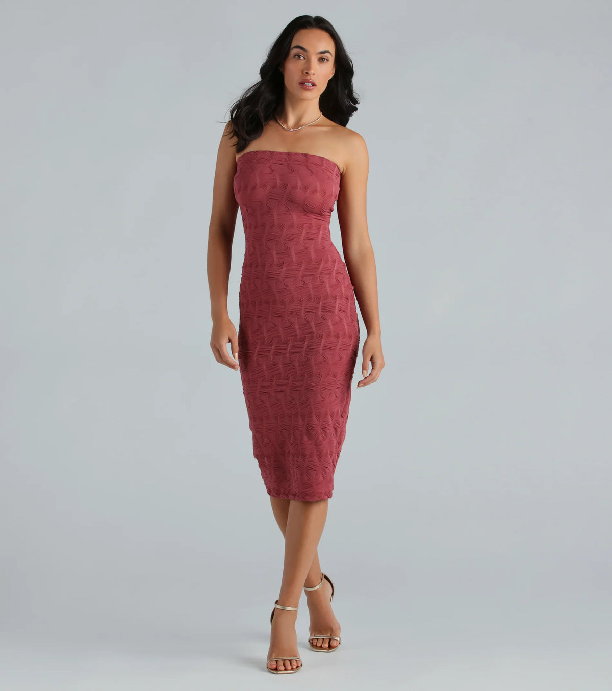 She's All That Strapless Midi Dress