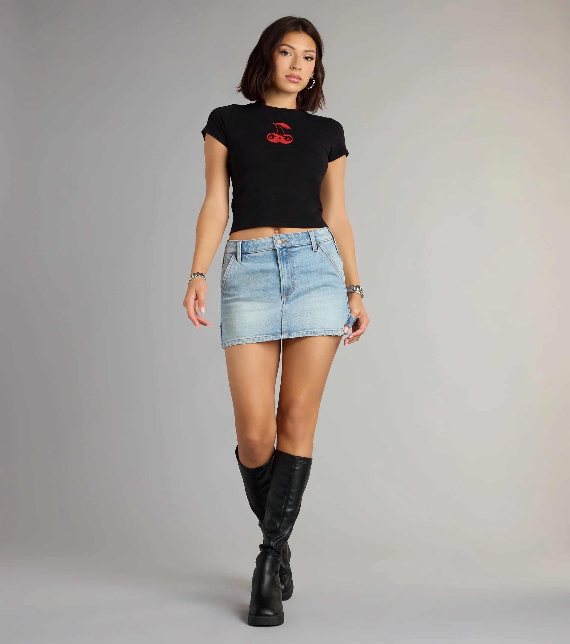 Lucky Strike Cherry Graphic Crop Tee