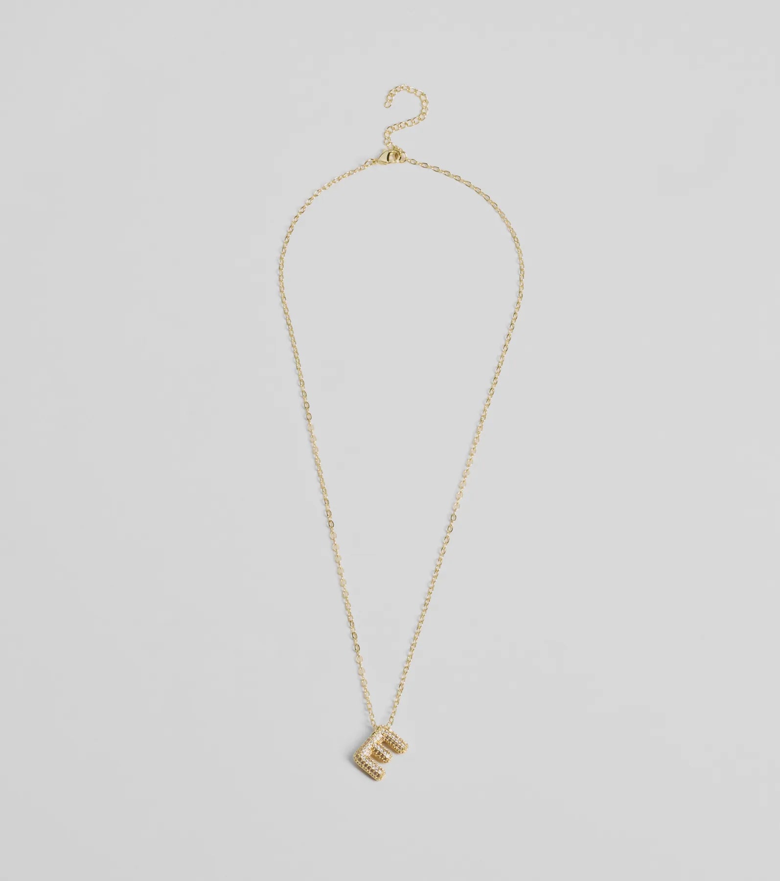 Bubble Letter Monogram Rhinestone Necklace