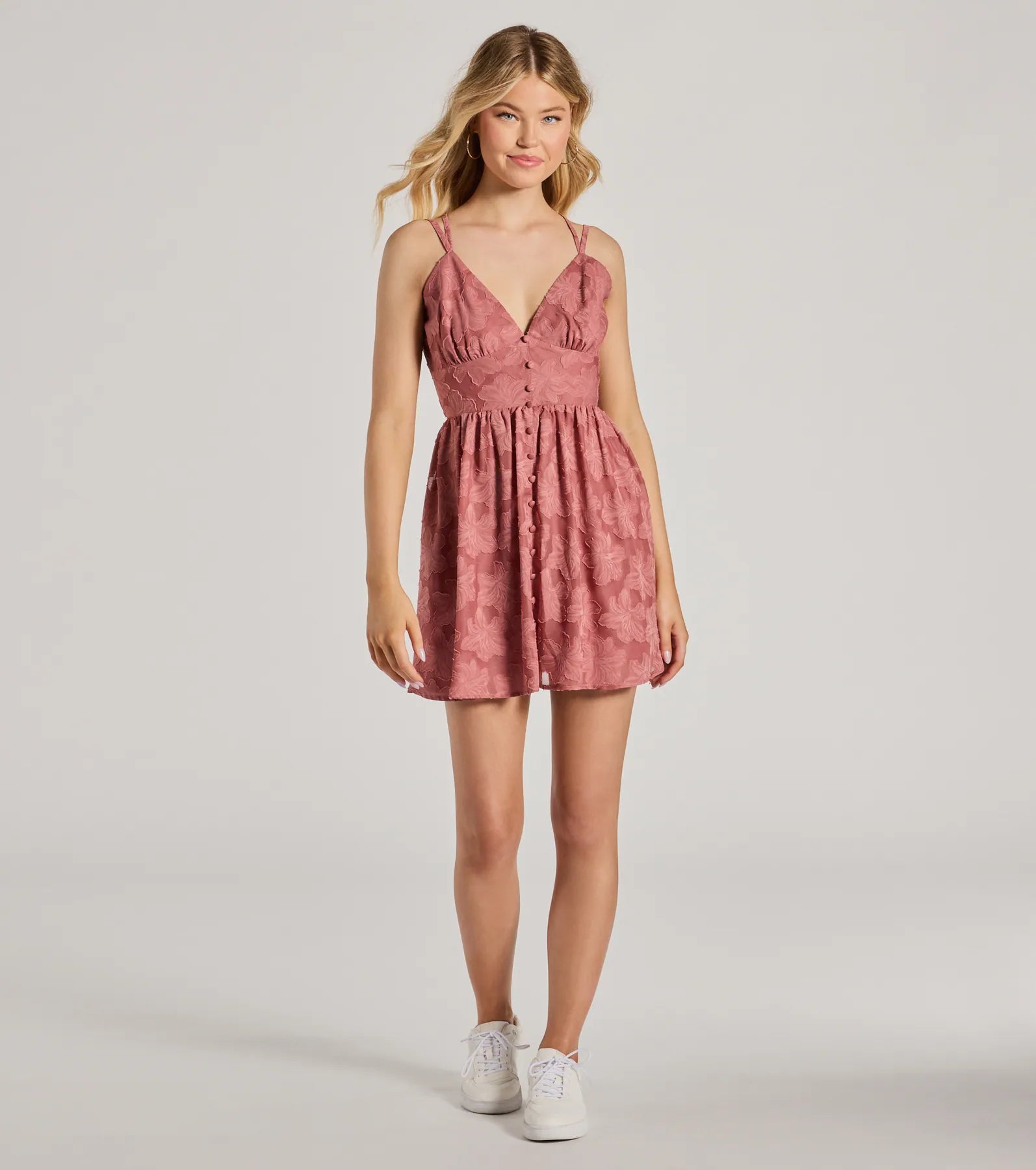 Feeling Flirtatious Floral Button Skater Dress
