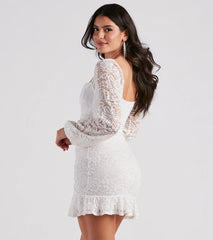 Lovely In Lace Ruffle Hem Mini Dress