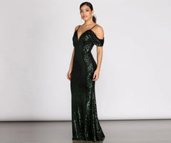 Jillian Deep V Sequin Dress