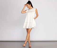 Spring Simplicity Swiss Dot Babydoll Mini Dress