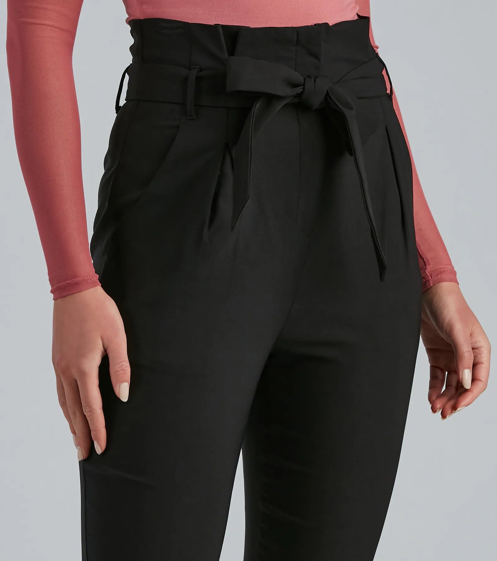 High Waist Paperbag Skinny Dress Pants