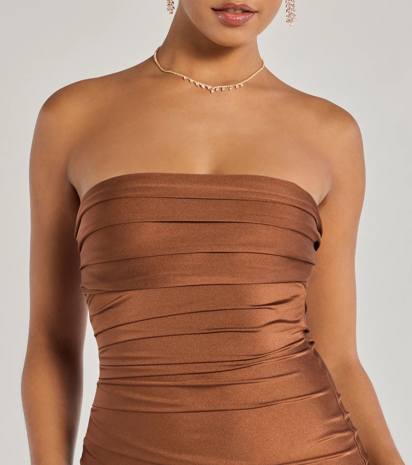 Anisley Strapless High Slit Column Formal Dress