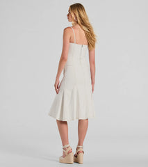 Sweet Day Sleeveless Mermaid Denim Midi Dress