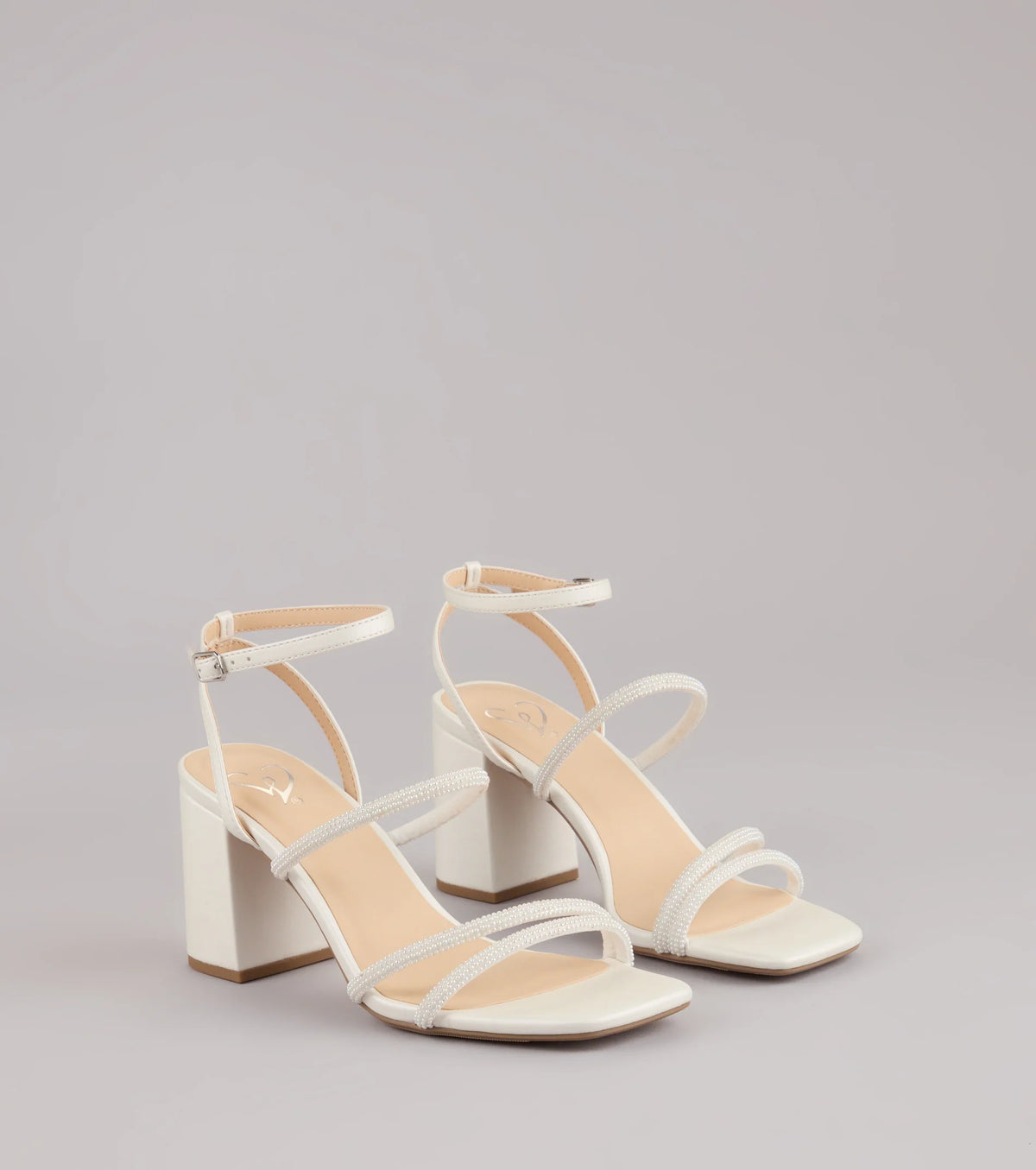 Chic And Polished Pearl Satin Block Heels