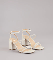 Chic And Polished Pearl Satin Block Heels