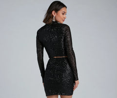 Holiday Sparkle Sequin Crop Top