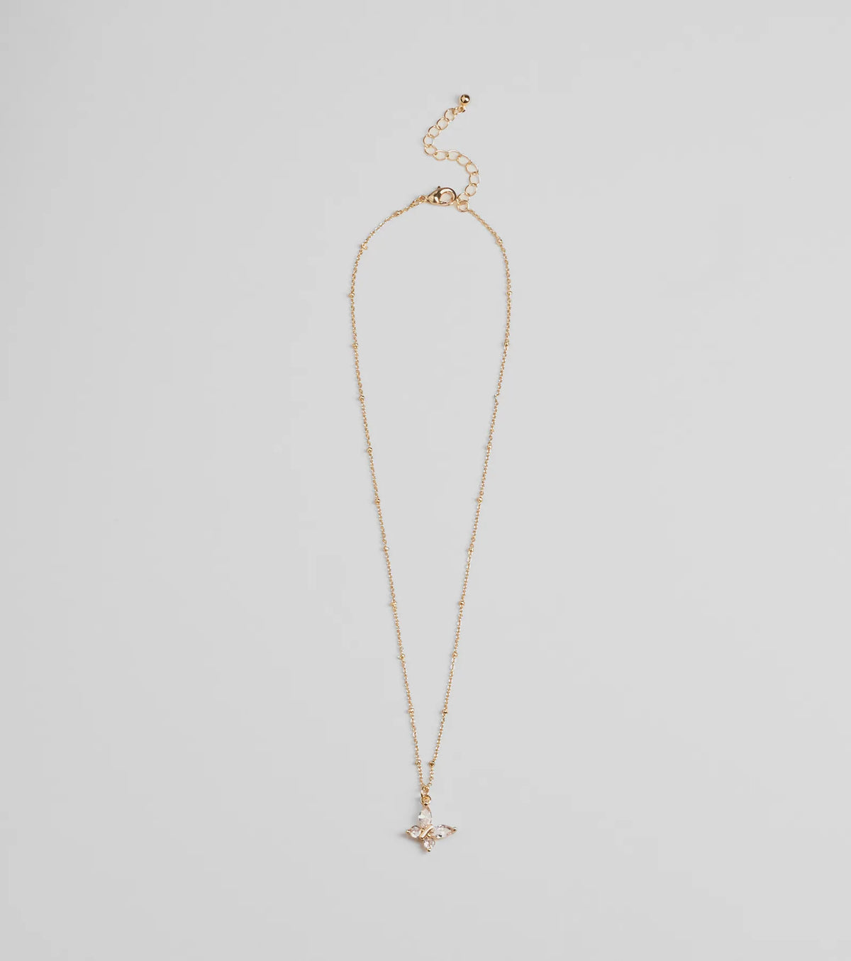 Charming Glam Cubic Zirconia Butterfly Pendant Necklace