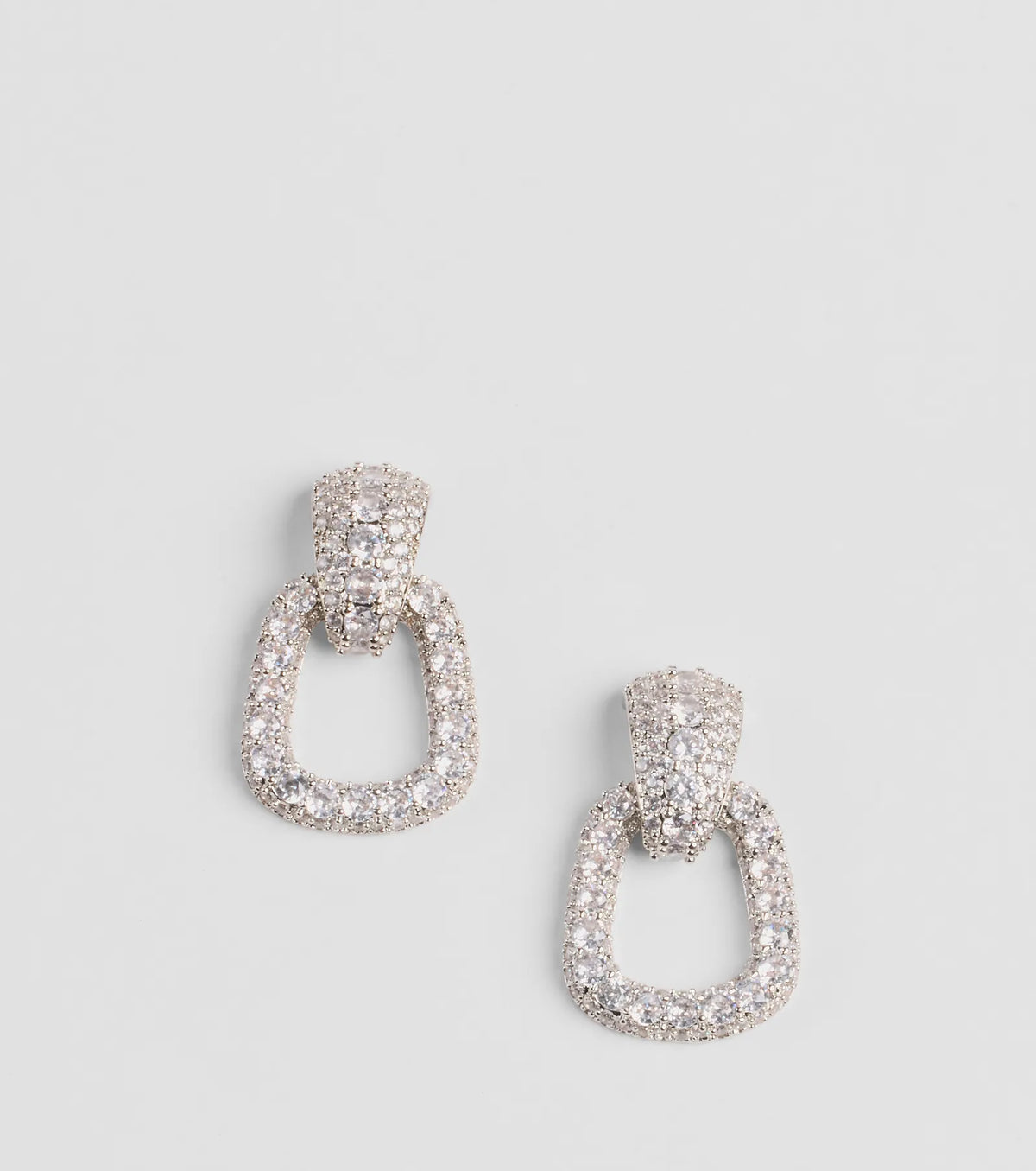 Keep it Frosty Rhinestone Door Knocker Earrings