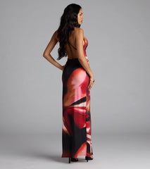 She's A Vision Abstract Cowl Slit Maxi Dress