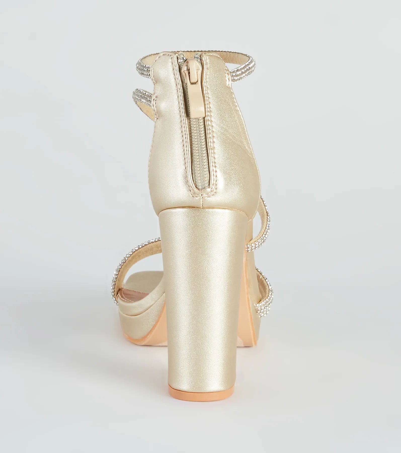 Glam Mode Rhinestone Metallic Platform Heels