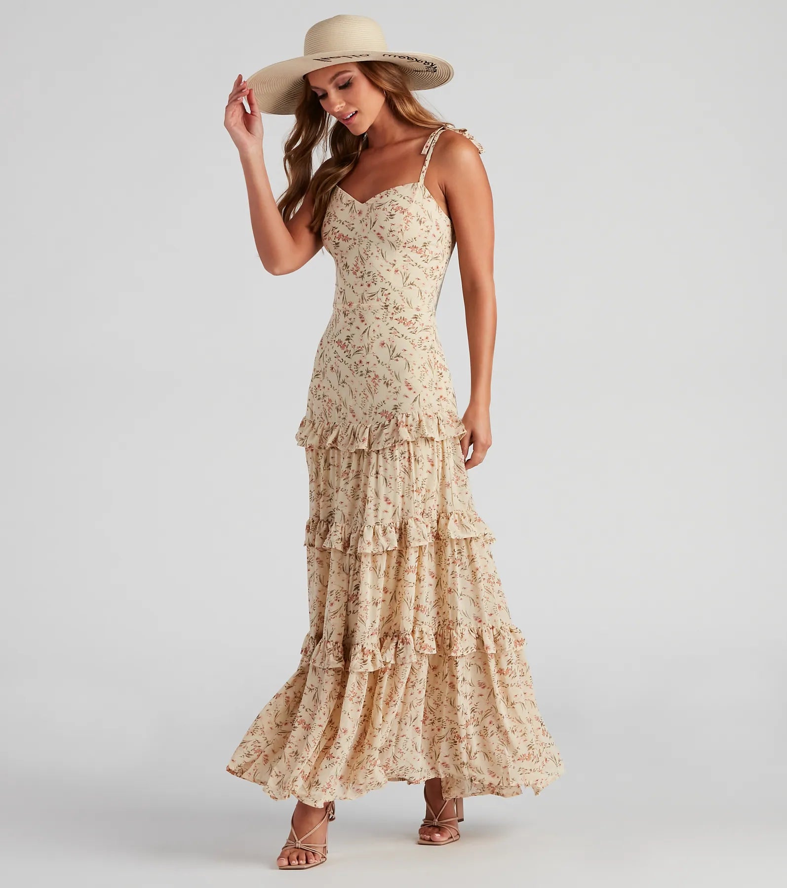 Swept Away Floral Ruffled Maxi Dress