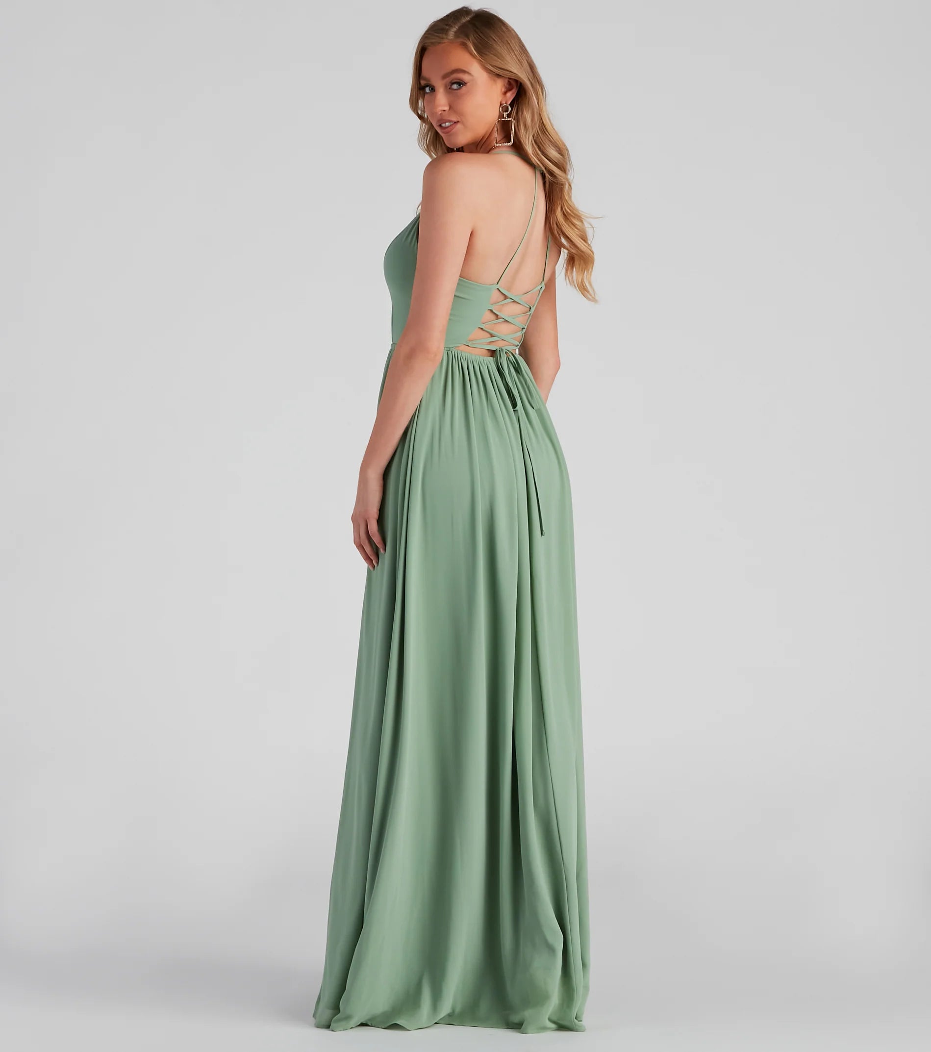 Shailene Lace Back Chiffon Formal Dress