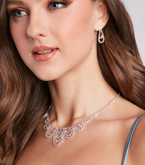 Gorgeous Glitz Rhinestone Necklace And Earrings Set