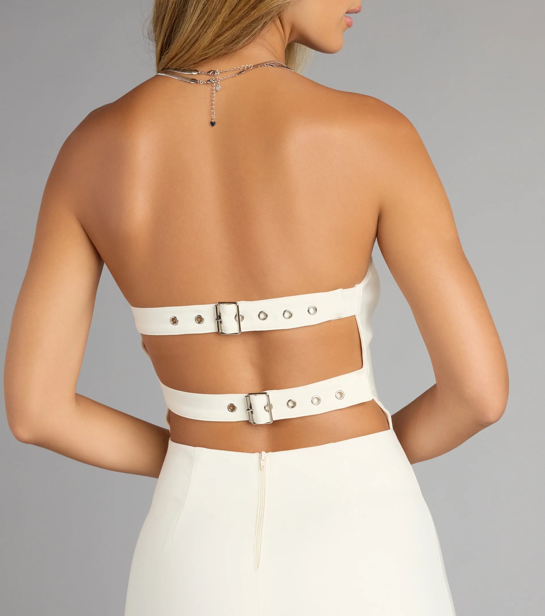 Behind The Scenes Buckle Bodycon Tube Dress