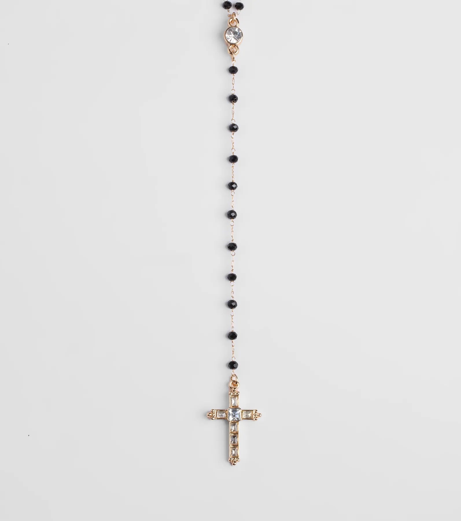 Beaded Beauty Rhinestone Cross Necklace