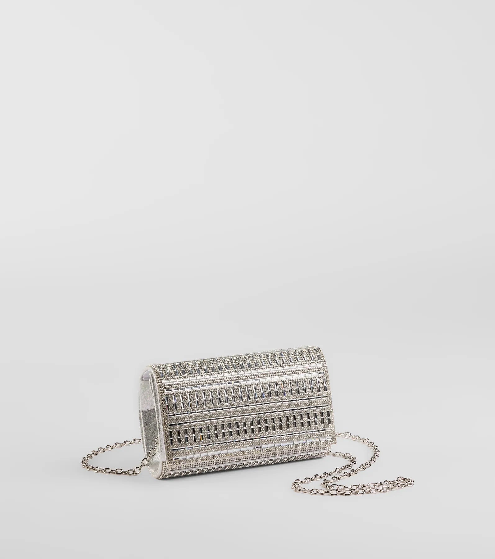 So Glam Rhinestone And Baguette Stone Clutch