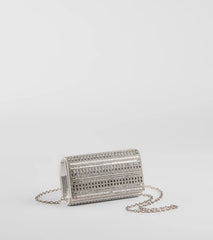 So Glam Rhinestone And Baguette Stone Clutch
