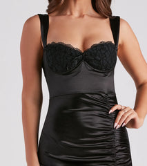 How Fancy Satin Lace Mini Dress