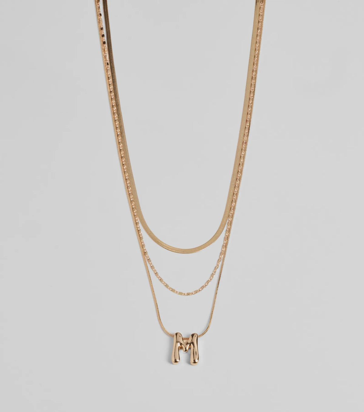 M Initial Layered Bubble Necklace