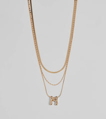 M Initial Layered Bubble Necklace