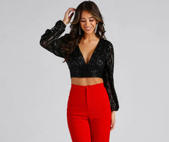 Step Up The Glam Sequin Crop Top