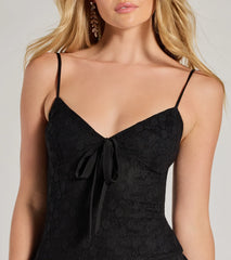 With Love Lace V-Neck Chiffon Skater Dress