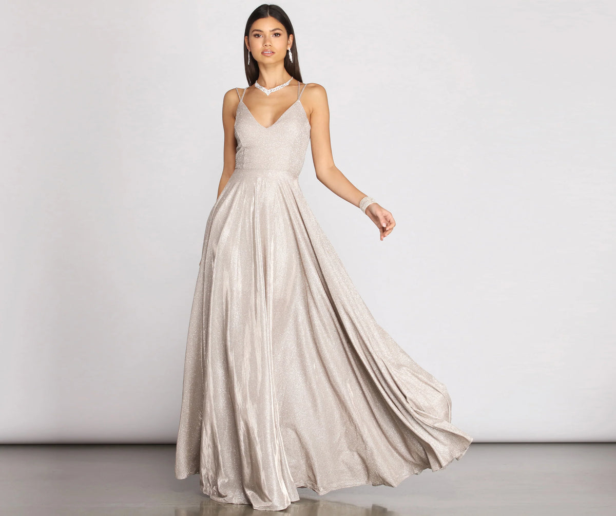 Shira Shine Lace Back Gown