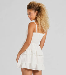 Tea Time Ruffled Short Skater Dress