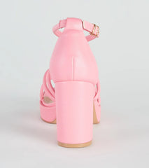 All Crossed Up Strappy Block Heels